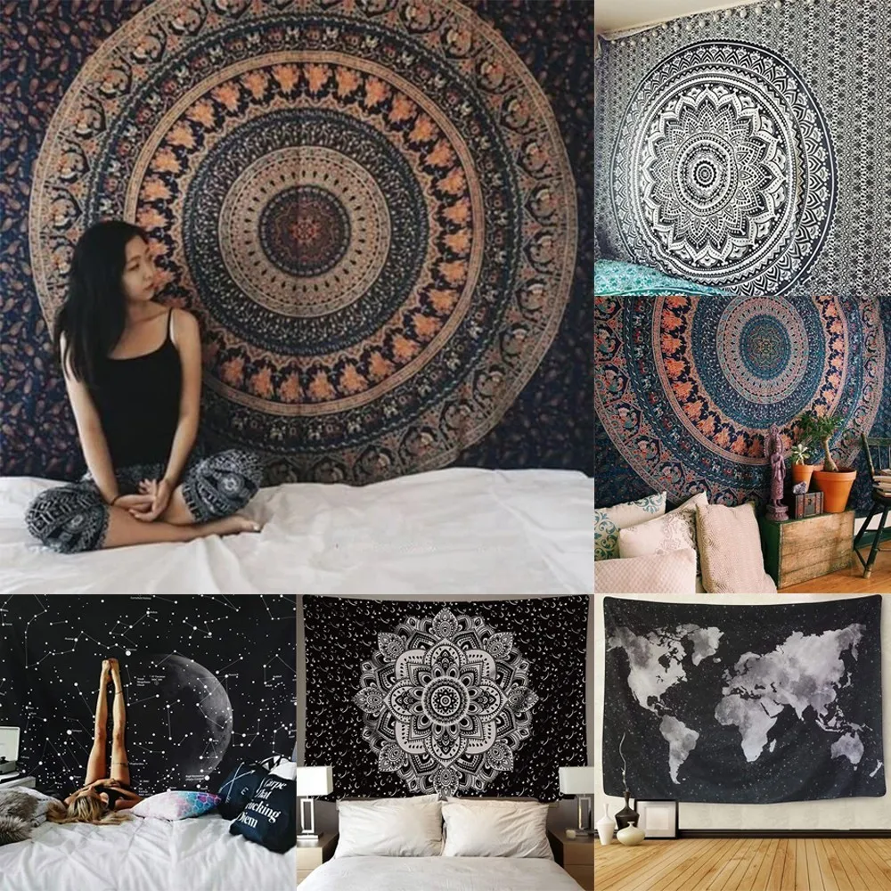 

Boho Mandala Tapestry Carpet Rugs Yoga Mat Camping Tent Travel Mattress Rug Blanket Hippie Tapestries Fashion Decorative