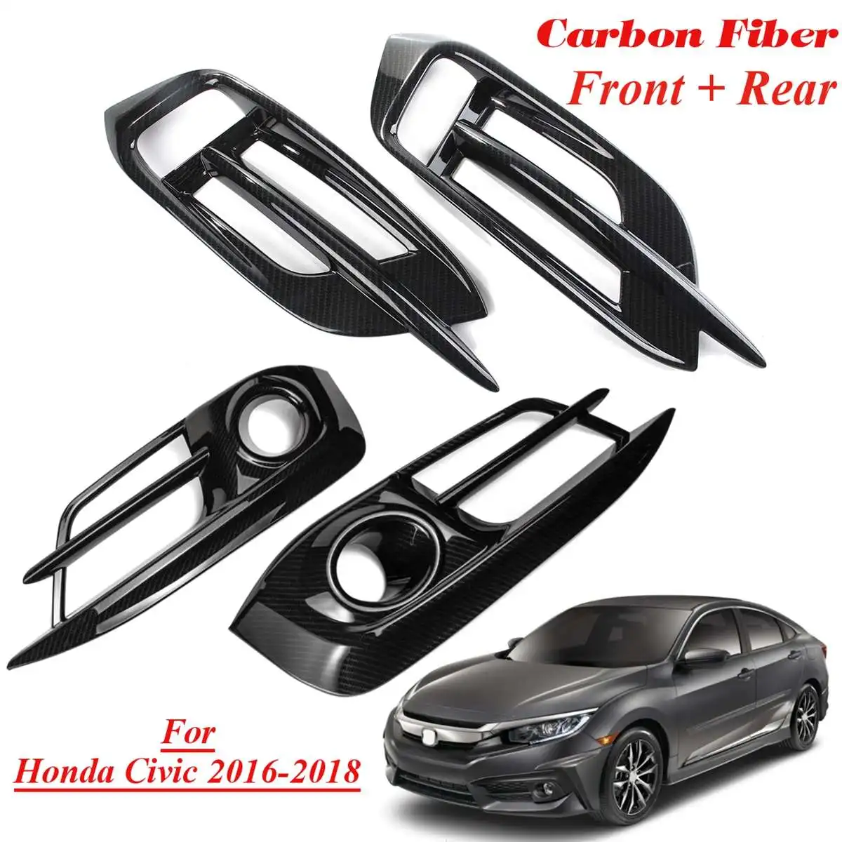 Для Honda Civic 10th 2016 2017 2018 1 пара переднего заднего бампера противотуманных фар Крышка