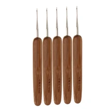 

5 Pieces Bamboo Hair Weaving Crochet Needles Hooks Dreadlock Crochet Sew Wig Hair Needle For Micro Braids Tools 0.75mm