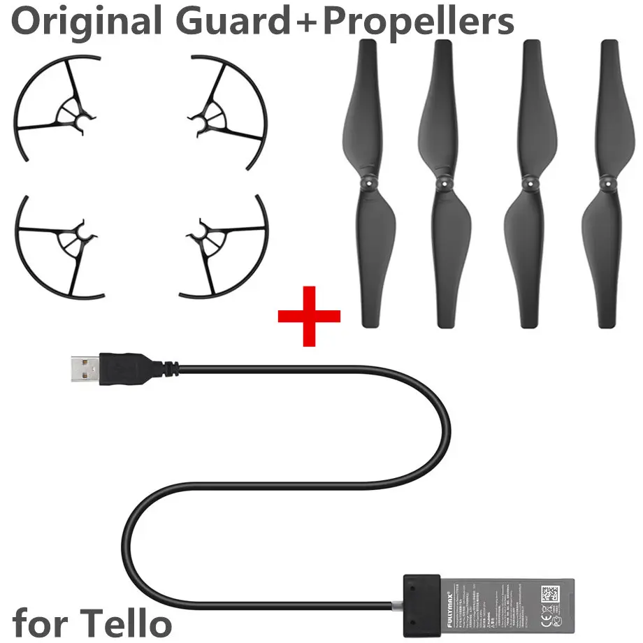 Tello Originale Elica Guard, 4 Pairs Set Tello Eliche 3044P A Sgancio Rapido Elica, Per Dji Tello Cavo Di Ricarica Cavo Usb