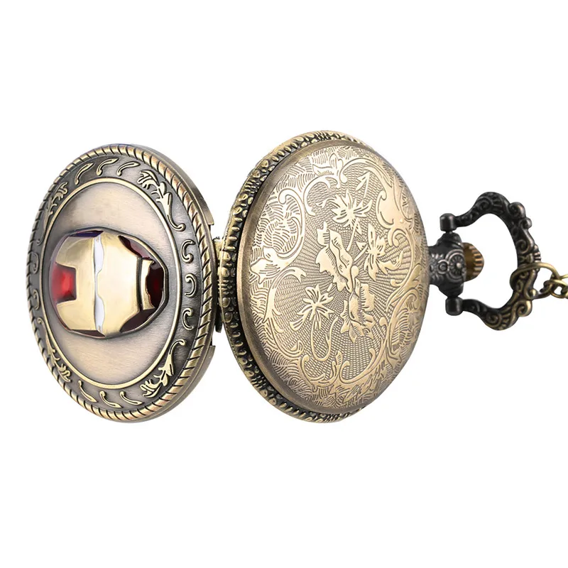 Skyrim мужские карманные часы с изображением головы Железного человека и кварцевые карманные часы с арабским цифровым шкалом карманные часы с ожерельем