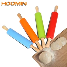 HOOMIN силиконовый помадка торт тесто ролик с деревянной ручкой Кондитерские инструменты Скалка штифт антипригарное печенье бисквит тиснение