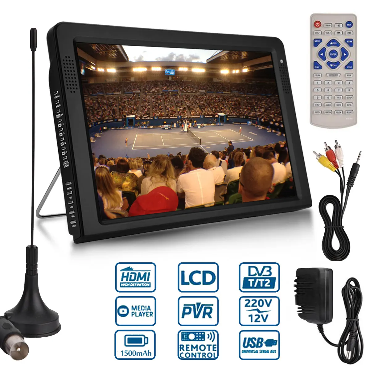 Per Auto portatile Televisione Outdoor Car 16:9 Digitale Analogico Televisione DVB-T/DVB-T2 TFT DA 