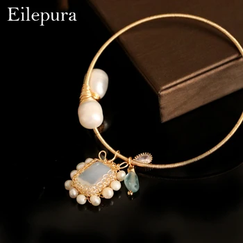 

Eilepura Handmade Original Design Natural Fresh Water Pearl Natural Stone Adjustable Bracelet For Women Wedding Jewelry B-A004