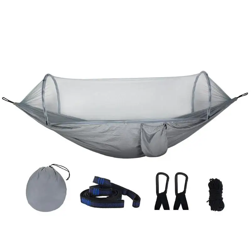 Одиночный двойной гамак для взрослых, для активного отдыха, для путешествий, выживания, охоты, спальная кровать, тканевая палатка+ москитная сетка, для кемпинга на открытом воздухе