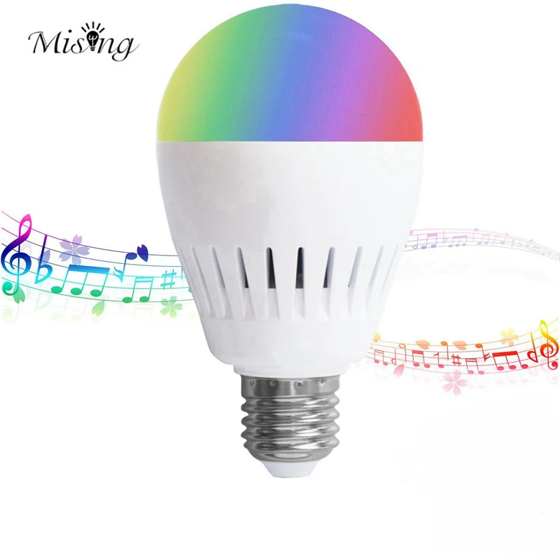 

Mising 8W RGB+Warmwhite White Shade LED Smart Bulb With Music bluetooth Speaker RGB Color Light Bulb Built AC100-240V