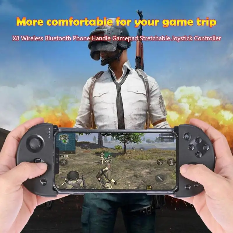 

2019 New X8 Wireless Bluetooth Phone Handle Gamepad Stretchable Joystick Controller Mobile Game Eating Chicken Artifacts