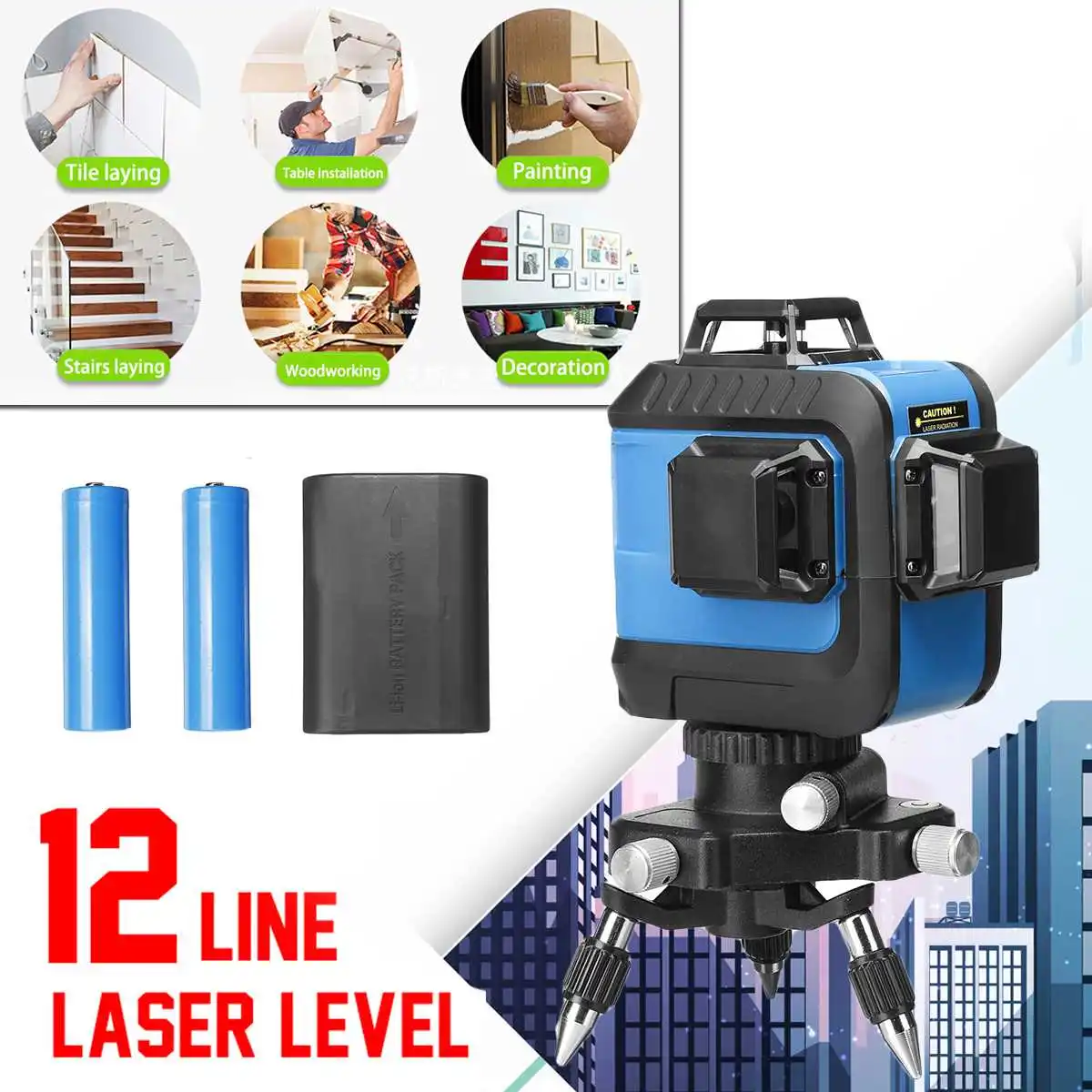 

360 40m Green Laser Level 12 Lines 3D Self Leveling Measure Auto Control Wall Mount Automatic Holder Shockproof Shatterproof