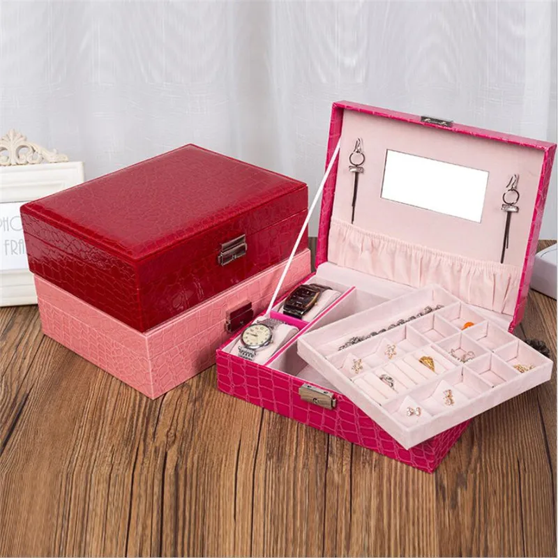 

Jewelry Box Wooden Leather Watch Jewelry Box Home Storage Box