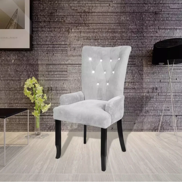 Special Offers VidaXL Dining Chair With Black Wooden Frames Velvet Silver Upholstery Armchair Elegant And Timeless Ergonomic Chair Dining Chair Special Offers VidaXL Dining Chair With Black Wooden Frames Velvet Silver Upholstery Armchair Elegant And Timeless Ergonomic Chair Dining Chair