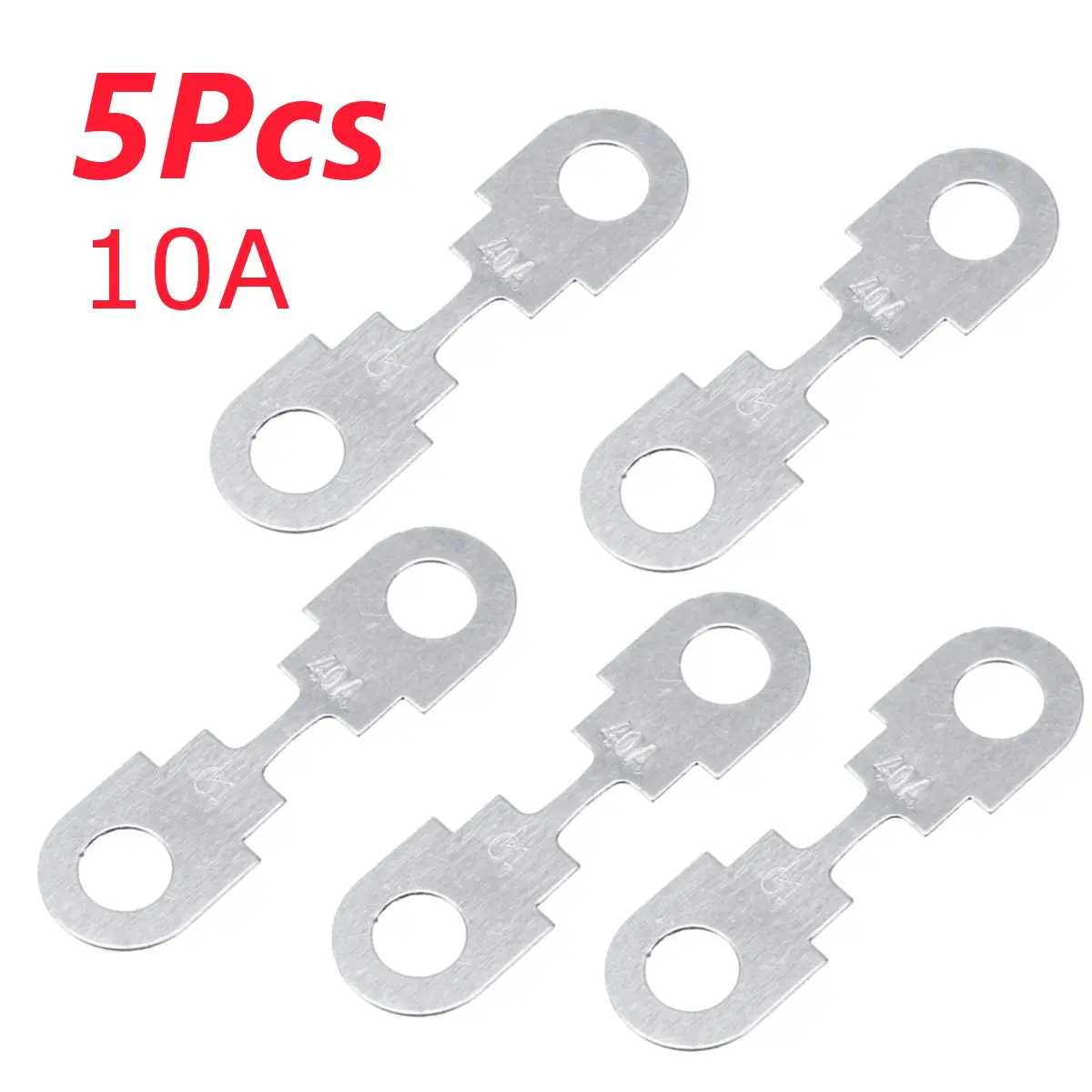 KANGIRU para el Coche Metal Silver Tone Fusibles universales Flat Fuse Strip DC 12V 40A 4Pcs