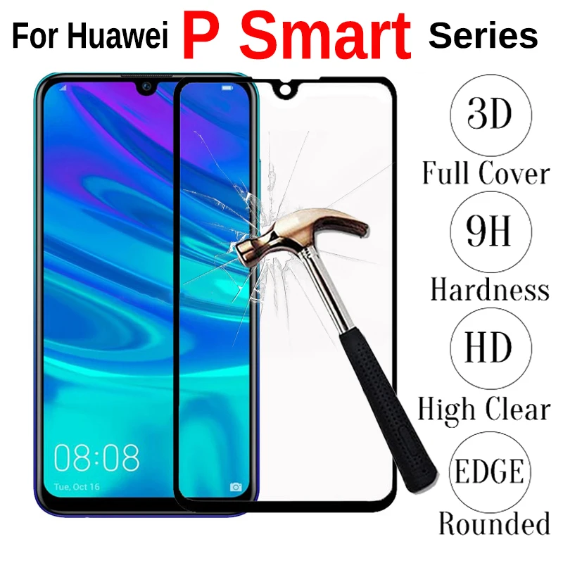 Защитное стекло для Huawei P smart plus 2019 полное покрытие защита экрана закаленное на