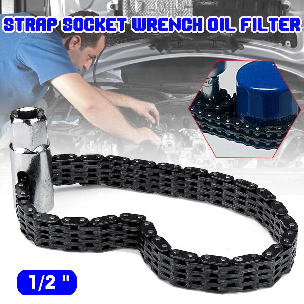 Car Key Chain Type Oil Filter Wrench with 1/2" Deep Socket for Most Light Trucks afbeelding
