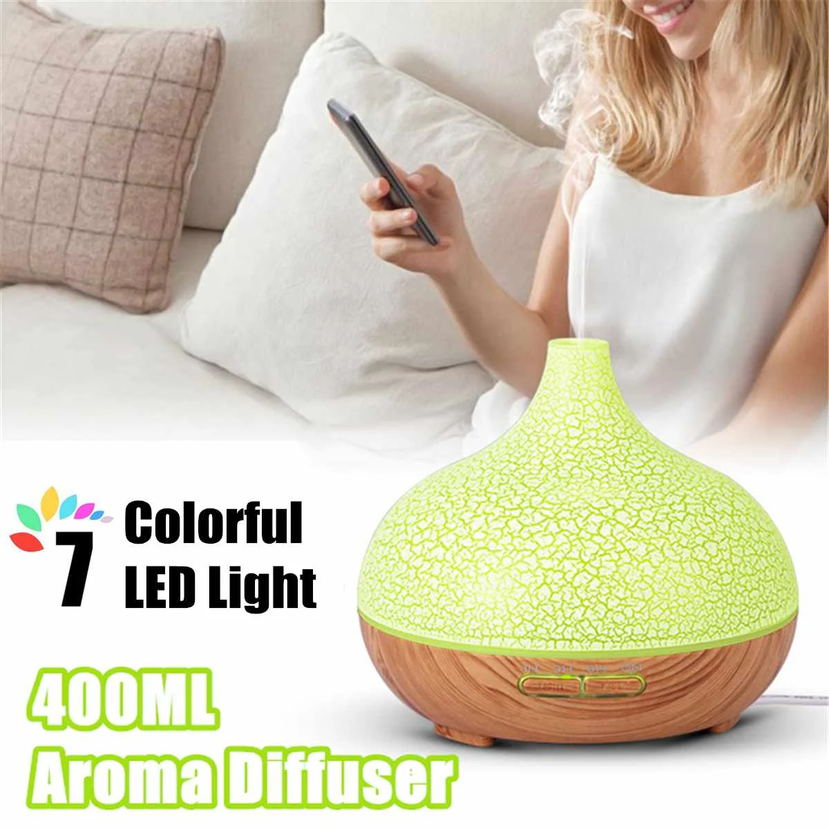 

Aromatherapy 7 LED Color Lighting Modes Essential Diffuser Air Humidifier Essential Oil Humidifier Home Office Bedroom Yoga Spa