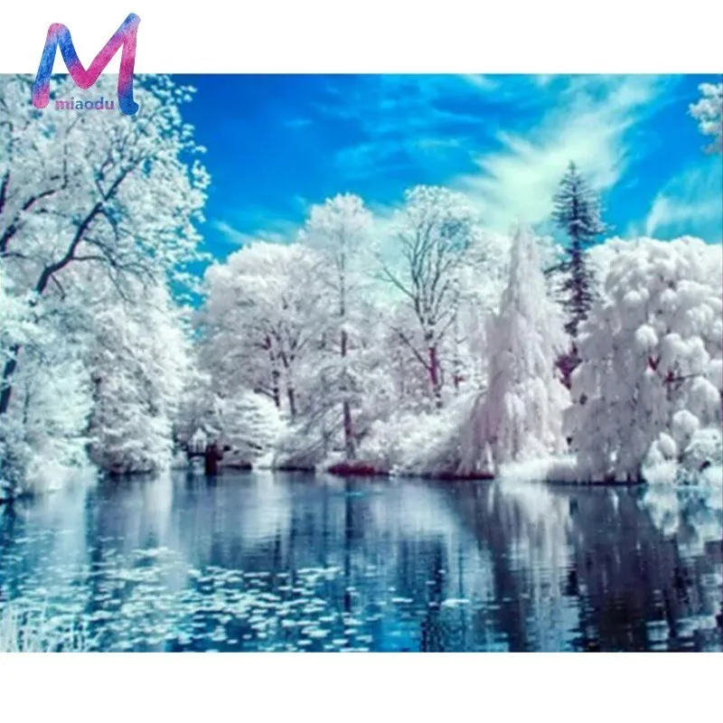 

5D DIY Needlework Diamond Painting Beautiful Snow Winter Landscape Diamond Embroidery Full Square Drill Rhinestone Mosaic Decor