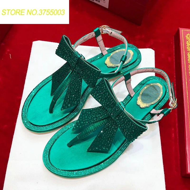 

Charming Fairy flowers Crystal studded Flats Sandals women Bohemia flip flops ethnic Hot sell summer dress party Shoes ladies 42