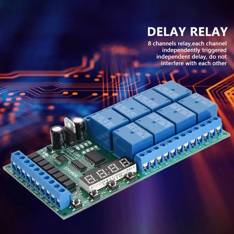 DC 12V 8CH светодиодный Многофункциональный Цифровой Реле времени задержки цикла