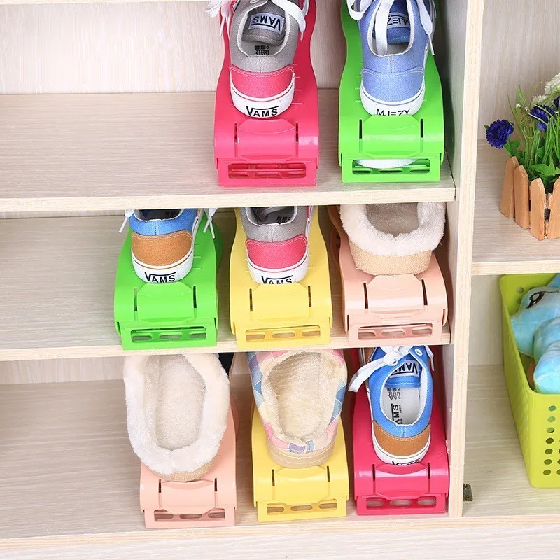 سماكة قابل للتعديل الأحذية البلاستيكية رفوف ل مجلس الوزراء الحديثة منظم منزلي الحد الأدنى رف تخزين بذاتها علب الأحذية