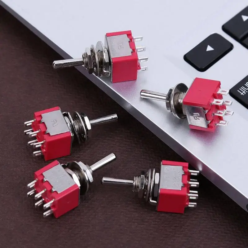 5 шт. Мини AC 250 В 2A/AC 120 5A 6Pin (вкл.) ВЫКЛ. DPDT 3 позиции тумблер MTS 223 двойной сброс
