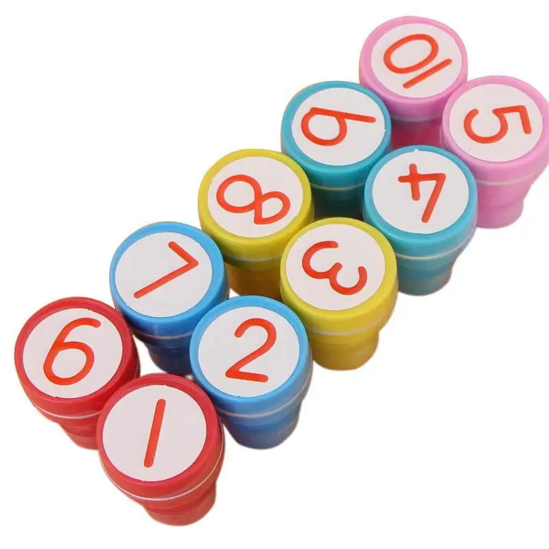 

Adeeing 10 Sets 1-10 Numbers Rubber Stamp Set Kids Cute Plastic Self Inking Stamper Toys Baby Diy Crafts