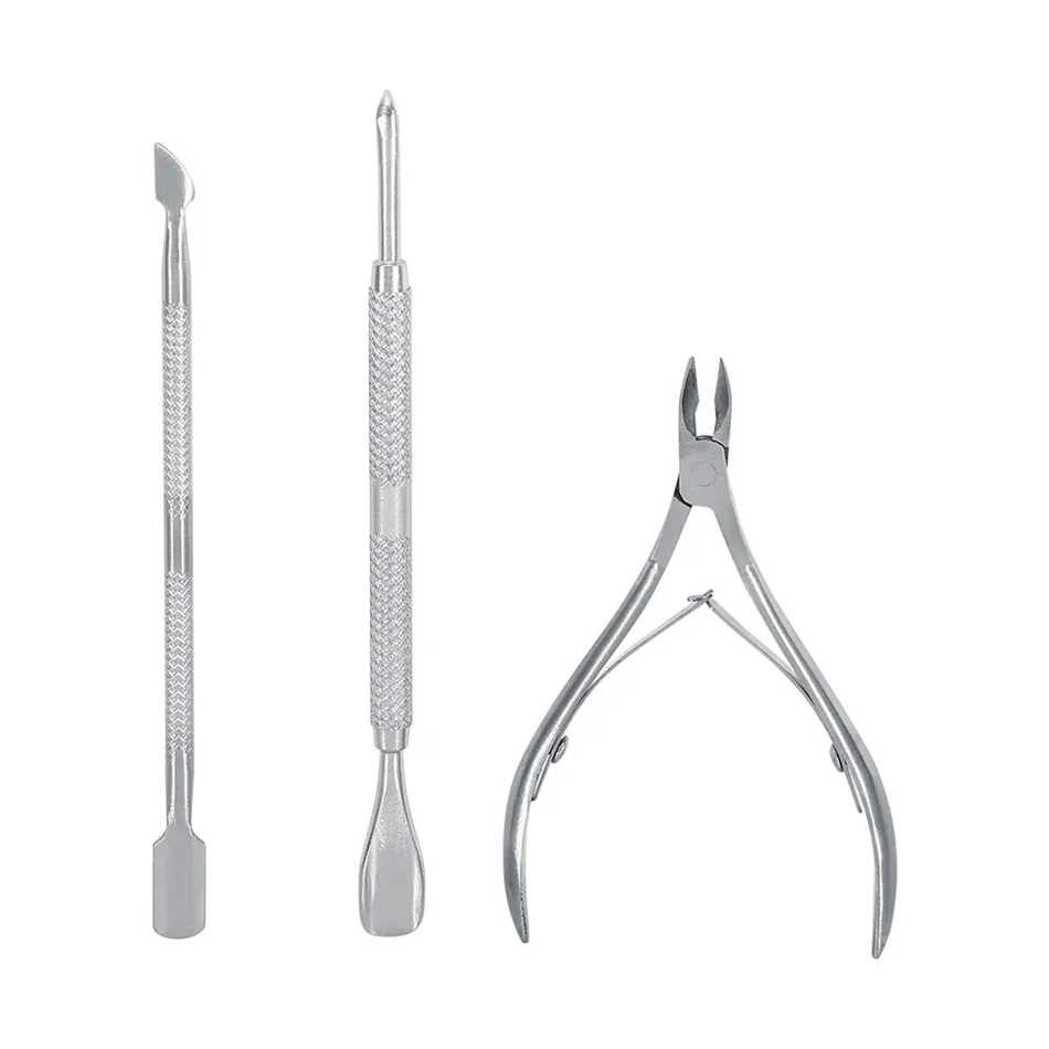 

3 Pcs Stainless Steel Nail Cuticle Scissor Spoon Pusher Remover Nail Cutter Clipper Nipper Home Use Pedicure Foot Care Tool Set