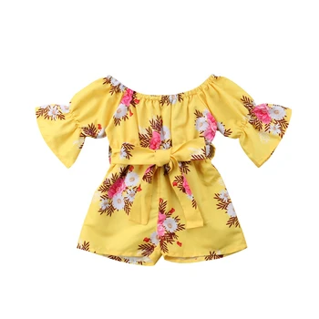 

Lovely Baby Rompers Floral Clothing Infant Baby Girl Clothes Half Sleeve Lace Up Romper Jumpsuit Playsuit Sunsuit Girls Outfits