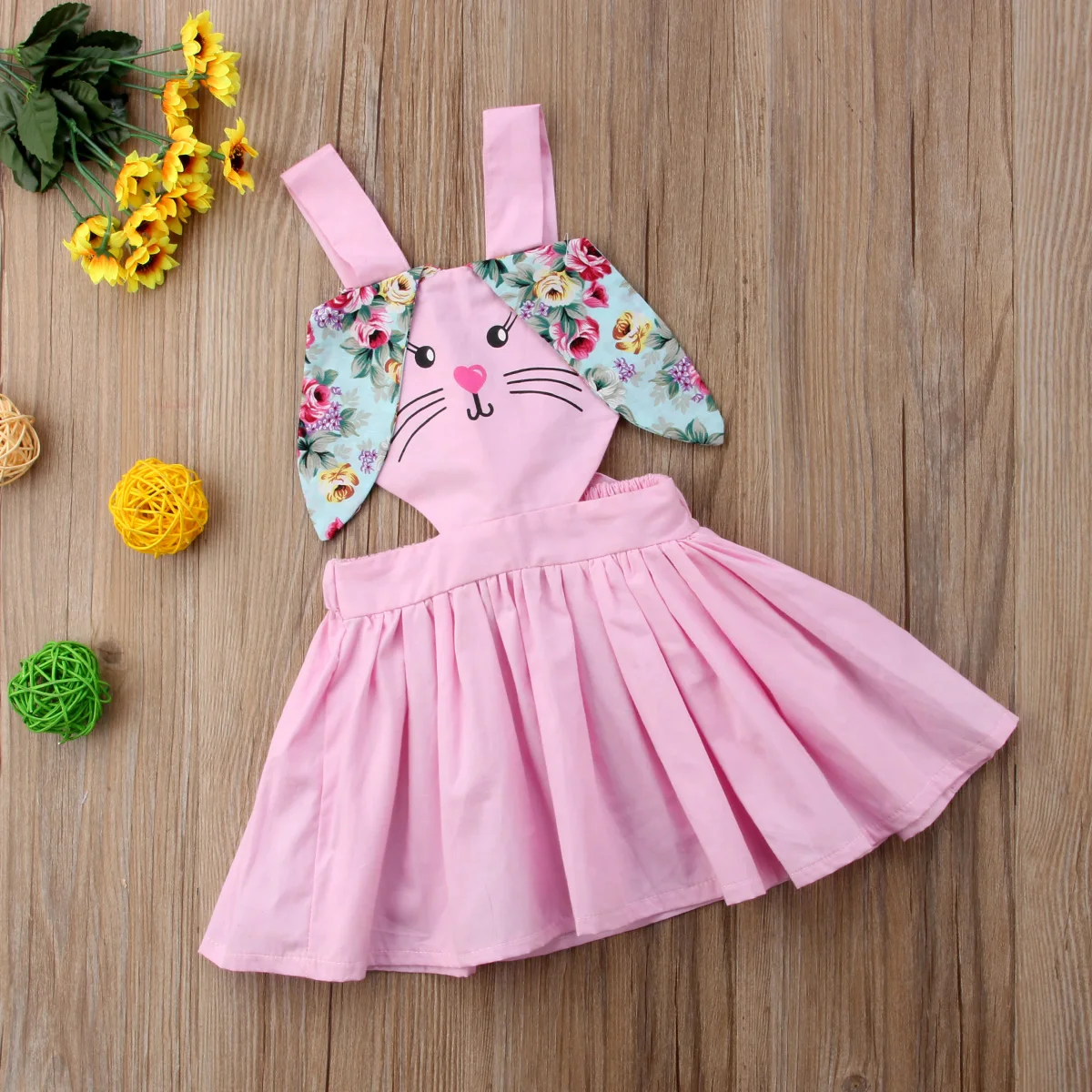 Милое платье для маленьких девочек с пасхальными заячьими ушками хлопковый костюм без рукавов с высокой талией и открытой спиной мини-платья