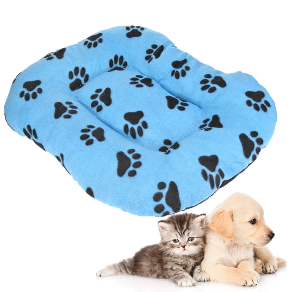 

Autumn Winter Warm Coral Velvet Pet Mat Nest Paw Print Pad Pet Cat Small Dog Puppy Kennel Bed Thickened Cushion 4 Colours Choose