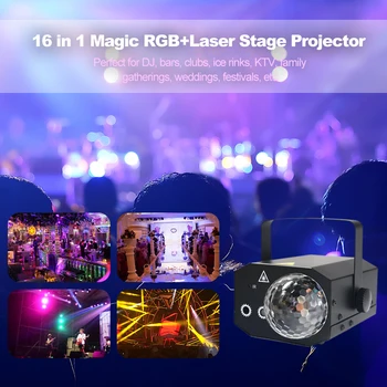 

Party Disco Light La-ser Projector RGB Stage Light Disco LED Magic Ball Party Lights Sounds Active Music Center Strobe Lamp DJ
