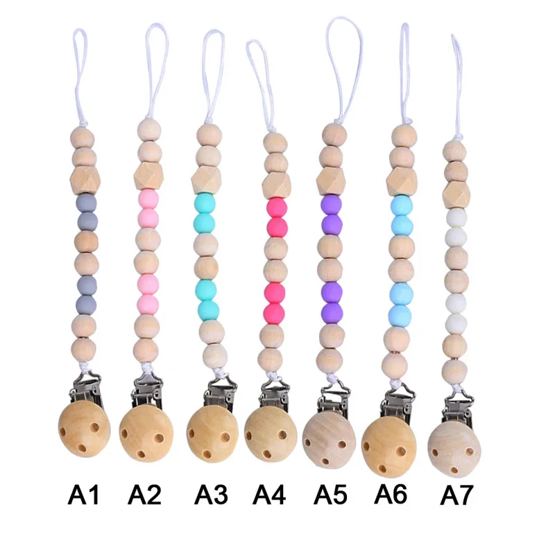 

Newborn Wooden Pacifier Clip Pacifier Chain Toy Off Chain Infant Accessories