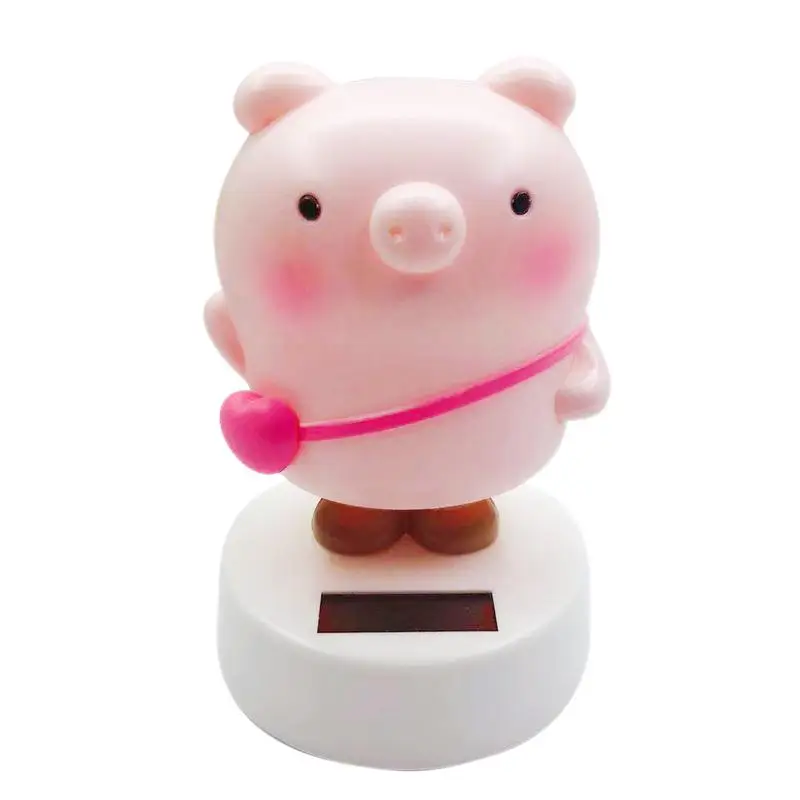 

Adorable Cute New Hot Solar Powered Dancing Animal Swinging Animated Bobble pink pig Dancer Toy Car Decoration Gift