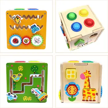 

1Set Montessori Early Learning Educational Toys Wooden Hammering Ball Hammer Box Children Fun Playing Hamster Game Toy for Kids