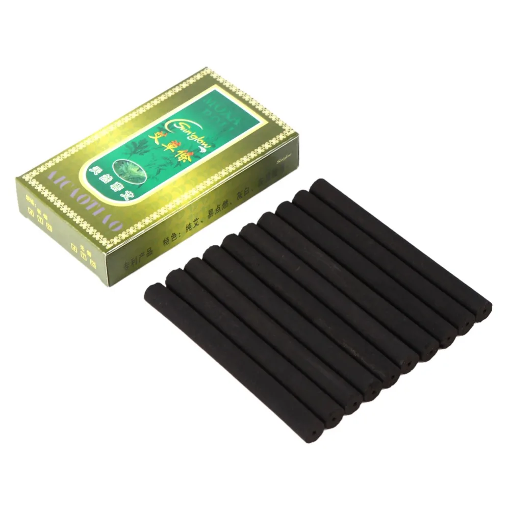 

10pcs/box A Box Moxa Stick Roll Burner Smokeless Moxa Rolls Stick Body Part Healing Therapy Treatment Moxa Wool Antiperspirant