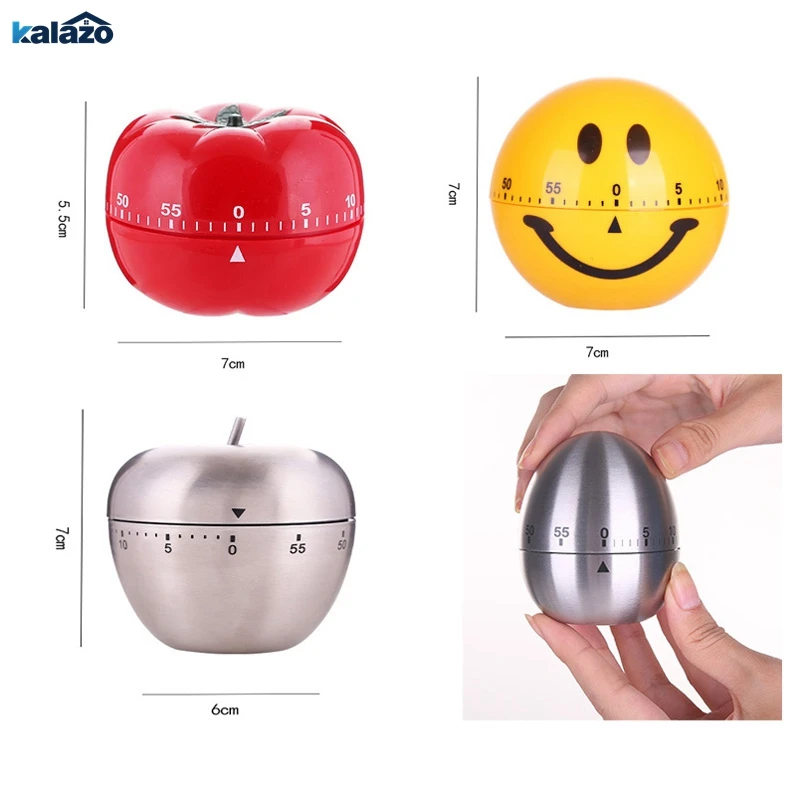 

Newly Timer Mechanical Cute Apple egg tomato Kitchen Cooking Timer Alarm 60 Minutes 360 Degree Stainless Steel Fruit Shape