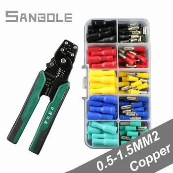 

50 Set Terminal & Plier Male And Female Connector Fast Cold Pressure Bullet Terminal 0.5-1.2mm2 wiring electric Copper