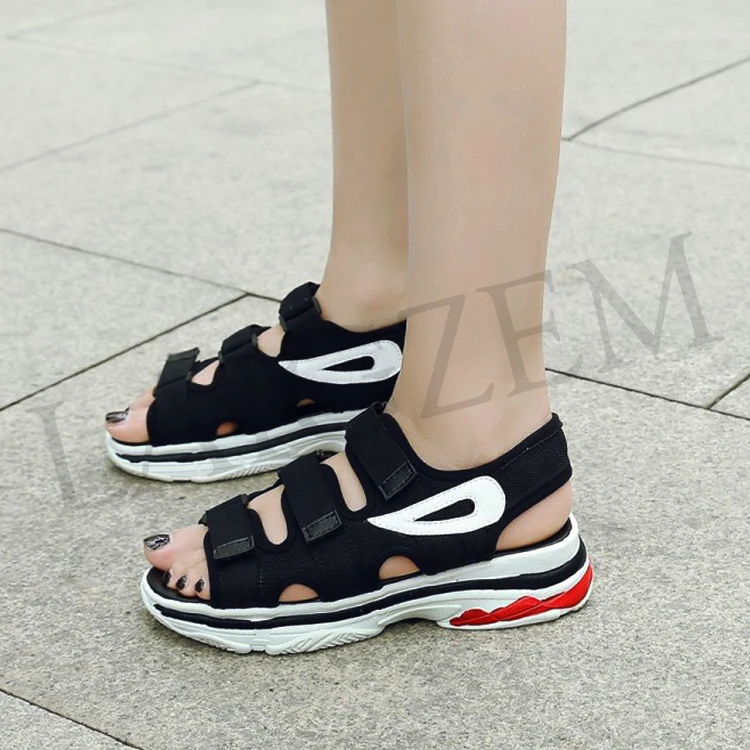 

LAIGZEM FASHION Women Sandals Soft Flat Sandals Sports ELEGANT Shoes Woman Chaussure Sapato Feminino 2019 Small Big Size 3-12