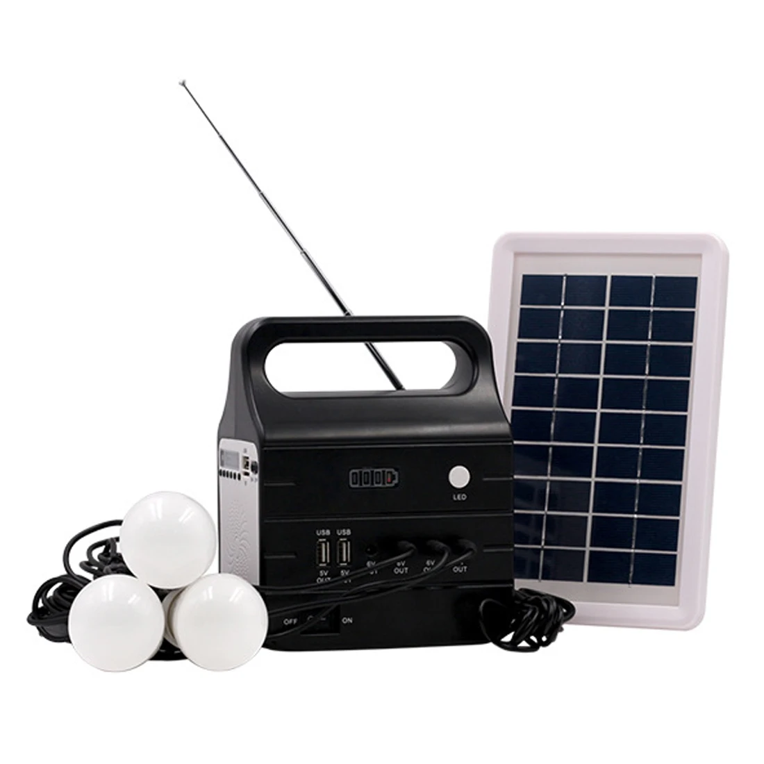 

SOPATiO 1 SET Portable Multifunctional Charger Solar Panel System Backup Power With High Quality- Black