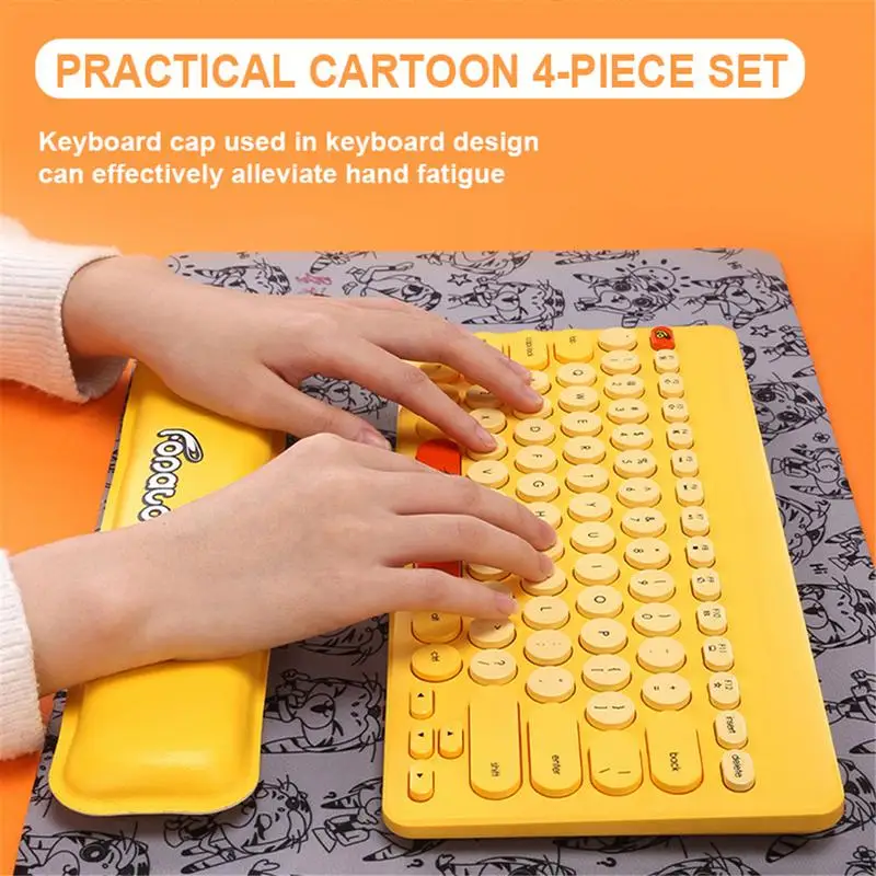 

Wireless Keyboard Photoelectric Mouse Cartoon Office Games 2.4G Wireless Keyboard Mouse Pad Wrist Pillow 4PCs/Set