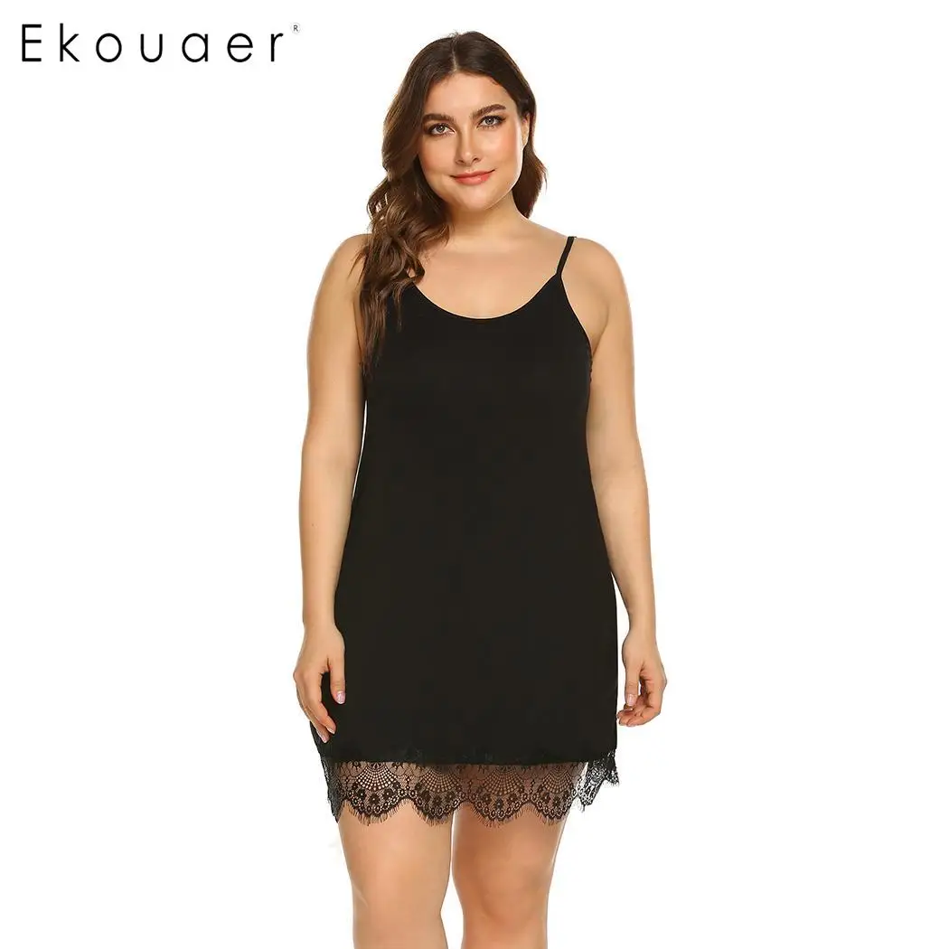 Ekouaer XL 5XL летняя Ночная рубашка большого размера женское платье для сна с