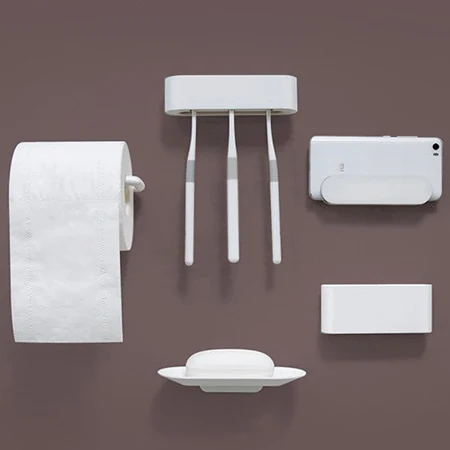 

Happy Life 5pcs Bathroom Set Simple Storage Convenience Set Packaging Toothbrush Box Soap Rack Storage Box Bathroom Set
