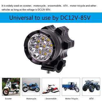

12V 3.3A 90w Black Aluminum alloy LED Motorcycle Headlamp Bulb Universal Rracing Motorcycle Headlight +Switch + Connection line