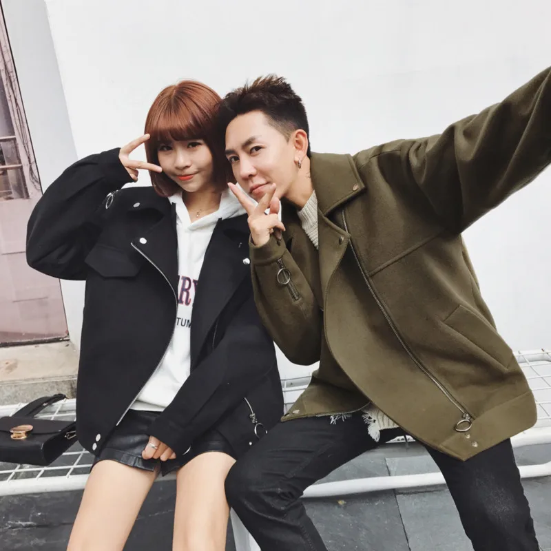 

Spring Men's Personality New Casual Woolen Jacket S-2XL Wild Couple Youth Loose Temperament Solid Color Simple Thickening