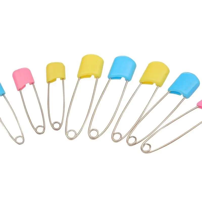 

10/12Pcs Candy Color Safety Pins Secure Clips For Baby Care Shower Cloth Diaper Pins Holder (Random Color)