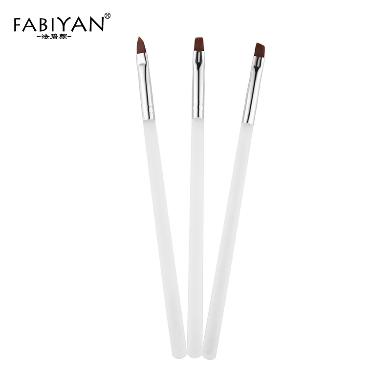 

3PCS/Set Transparent Acrylic Nail art Brush Flat Carving Extentsion UV Gel Phototherapy Painting Brush Pen Manicure Tools Kit