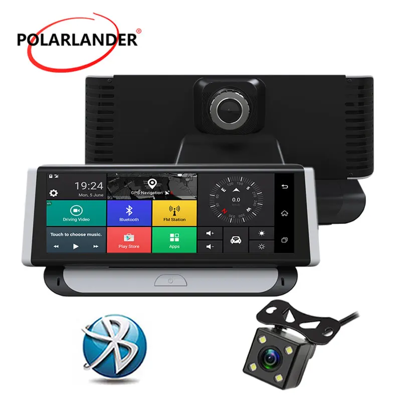 Video Recorder 4LED 8 inch Bluetooth Camera DVR Car Camera 4G Dual Lens