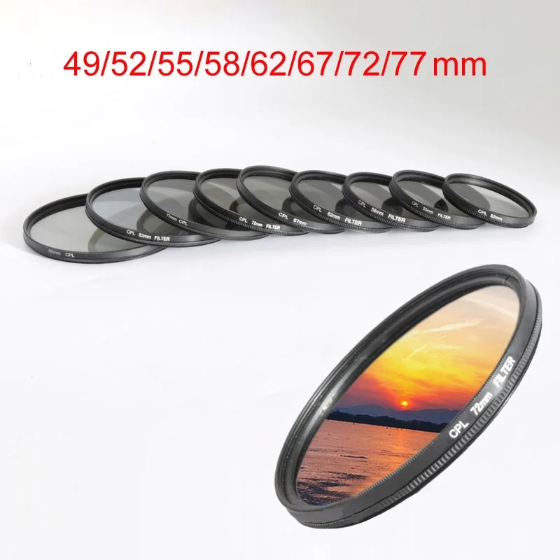 

CPL Camera Lens 49/52/55/58/62/67/72/77MM Super Thin Waterproof Circular Polarizer Filter Polarisator For Canon Sony Camera