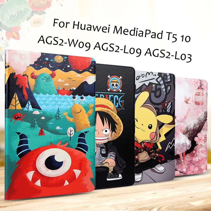 Из искусственной кожи чехол для huawei MediaPad T5 10 AGS2-W09 AGS2-W19 AGS2-L09 10,1 ''Tablets Чехол С Откидывающейся Крышкой и подставкойtscase чехол s