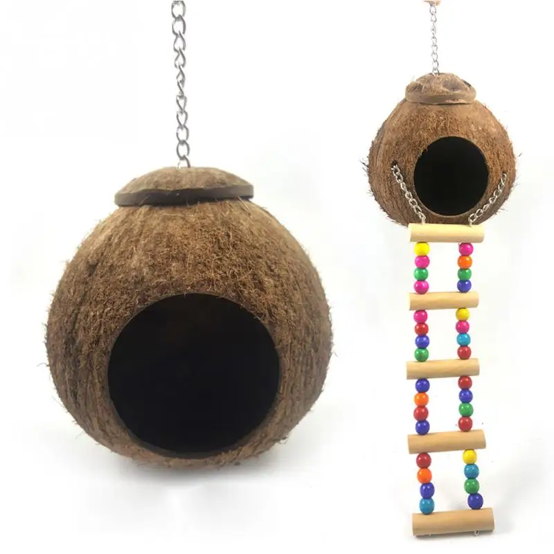 

Bird Supplies Natural Coconut Shell Bird Nesting House Cage with Hanging Lanyard for Small Pet Parakeets Finches Sparrows