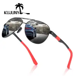 KUJUNY мужские поляризованные солнцезащитные очки Защита от солнца очки алюминий магниевого сплава HD поляроидные линзы с коробкой