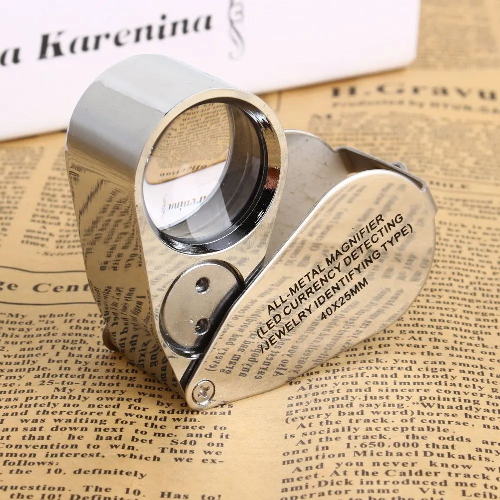 

40X LED Jewelry Magnifier Folding Screen Magnifier Loupe with Box Jeweler Eye Loupe for Currency Coins Stamps screen magnifier